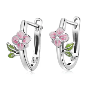(image for) Pandora Style Spring Cherry Blossoms Hoop Earrings - SCE1287