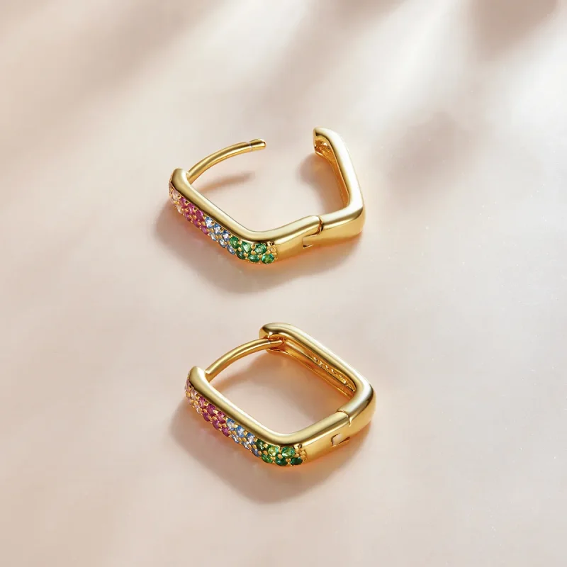 (image for) Pandora Style Square Hoop Earrings - SCE1218-CF - View 2