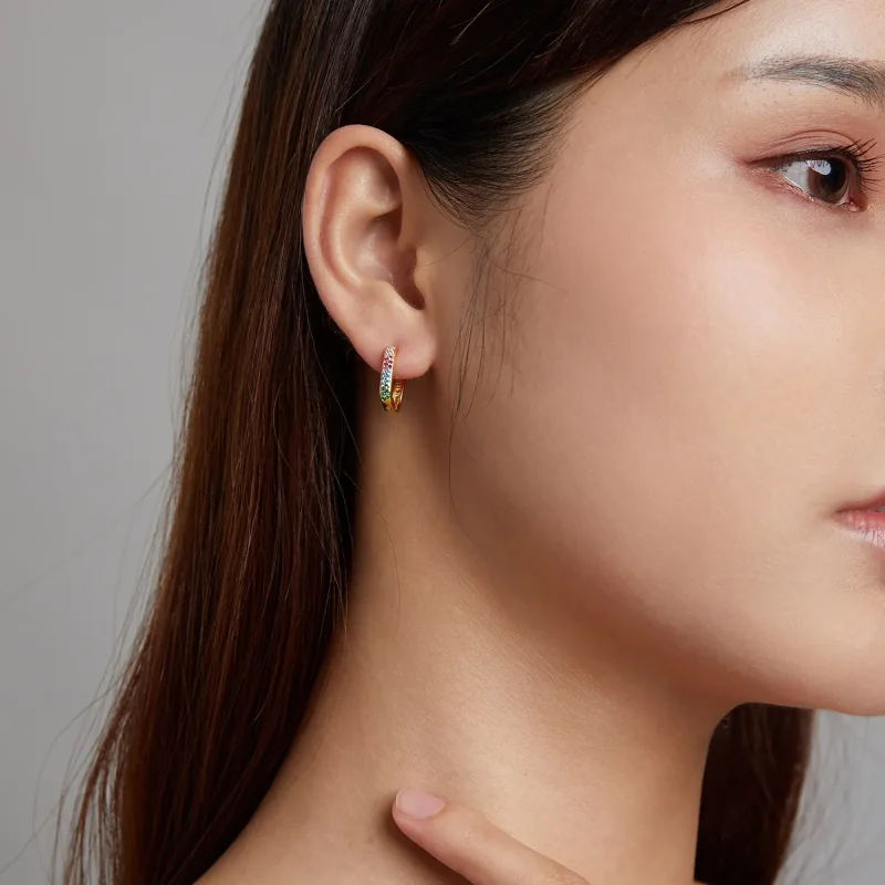 (image for) Pandora Style Square Hoop Earrings - SCE1218-CF - View 5