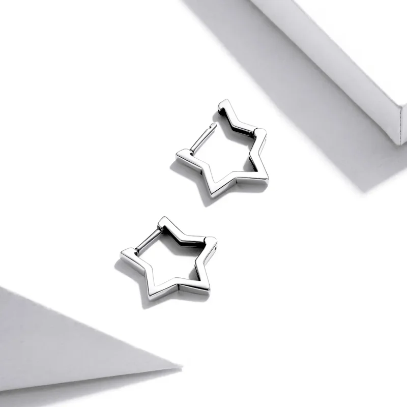 (image for) Pandora Style Star Shape Hoop Earrings - SCE1136 - View 2
