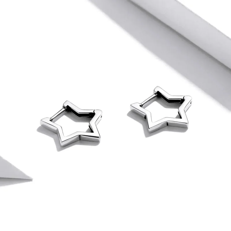 (image for) Pandora Style Star Shape Hoop Earrings - SCE1136 - View 4