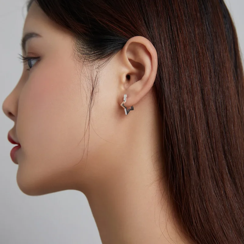 (image for) Pandora Style Star Shape Hoop Earrings - SCE1136 - View 8
