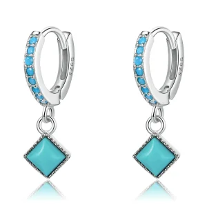 (image for) Pandora Style Turquoise Hoop Earrings - SCE1307