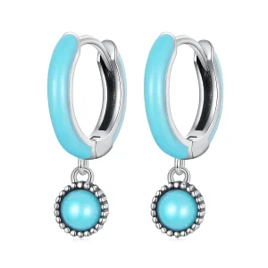 (image for) Pandora Style Turquoise Hoop Earrings - SCE1510