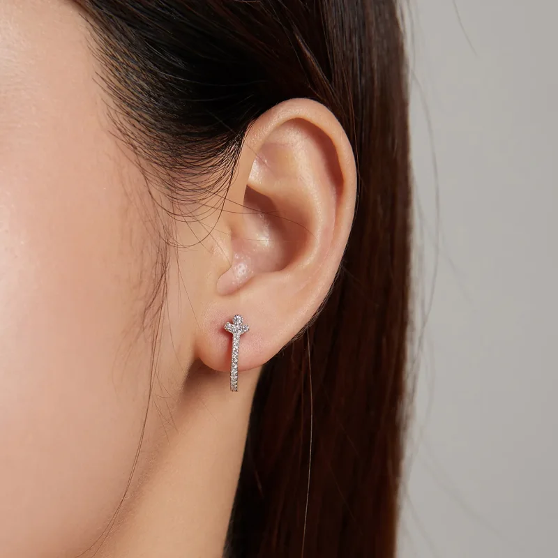 (image for) Pandora Style Urban Fashion Hoop Earrings - SCE1186-A - View 4