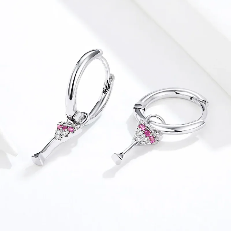 (image for) Pandora Style Wine Glass Hoop Earrings - SCE742 - View 2