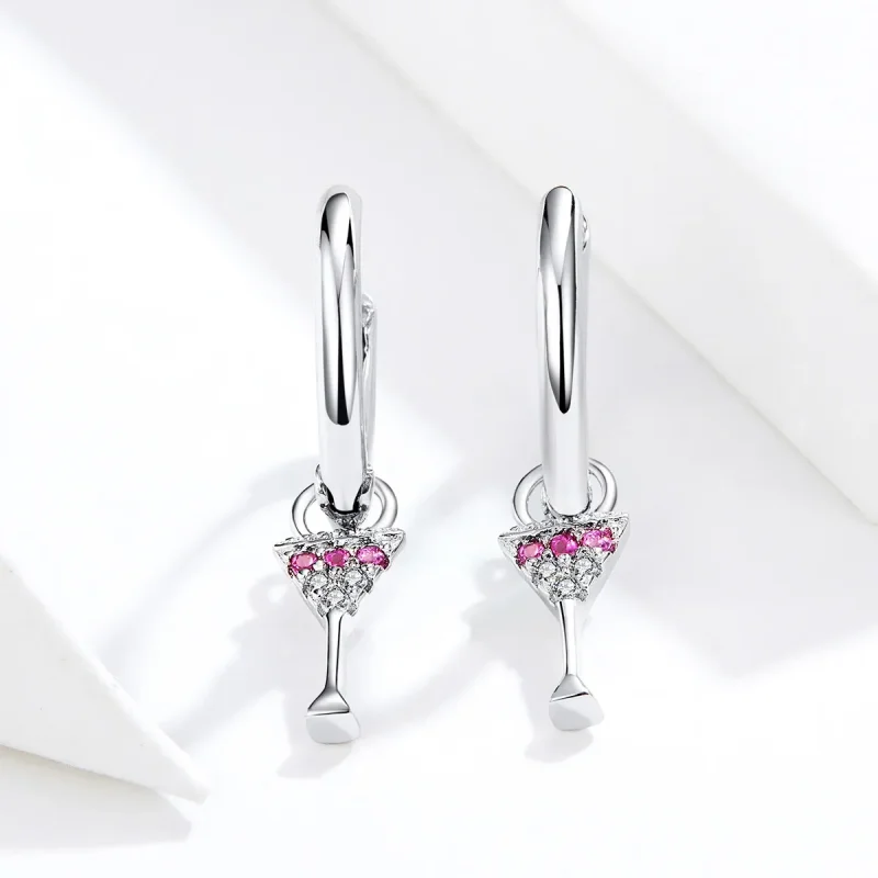 (image for) Pandora Style Wine Glass Hoop Earrings - SCE742 - View 3
