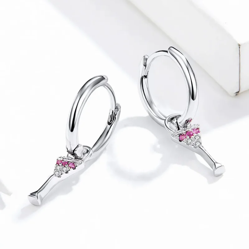 (image for) Pandora Style Wine Glass Hoop Earrings - SCE742 - View 4