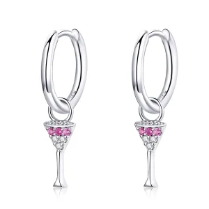 (image for) Pandora Style Wine Glass Hoop Earrings - SCE742