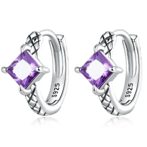 (image for) Pandora Style Zircon Snake Pattern Hoop Earrings - SCE1417