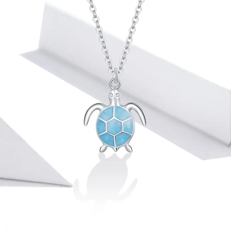 (image for) Pandora Style Blue Turtle Necklace - SCN446 - View 2