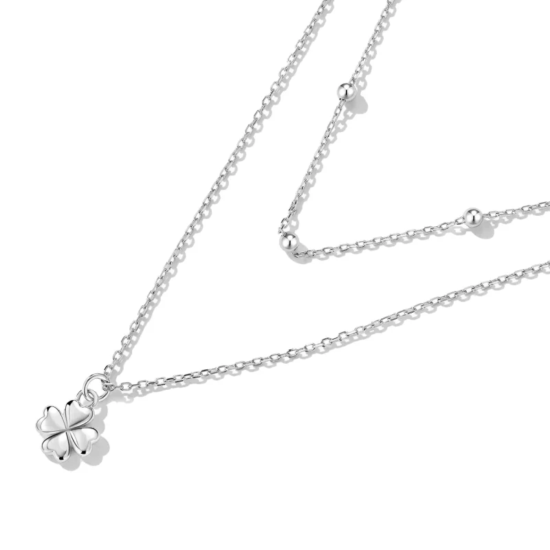 (image for) Pandora Style Double Clover Necklace - SCN481 - View 3