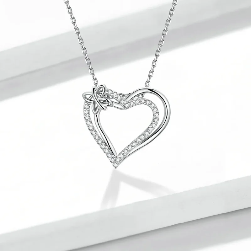 (image for) Pandora Style Double Love Necklace - BSN240 - View 6