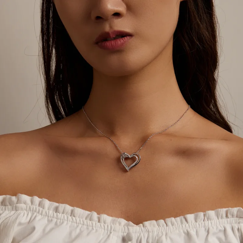(image for) Pandora Style Double Love Necklace - BSN240 - View 7