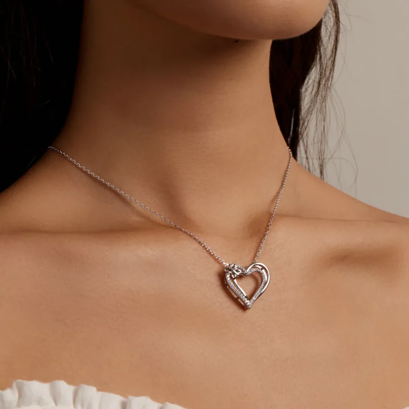 (image for) Pandora Style Double Love Necklace - BSN240 - View 9