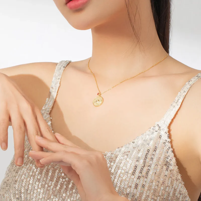 (image for) Pandora Style Elephant Relief Necklace - BSN173 - View 9