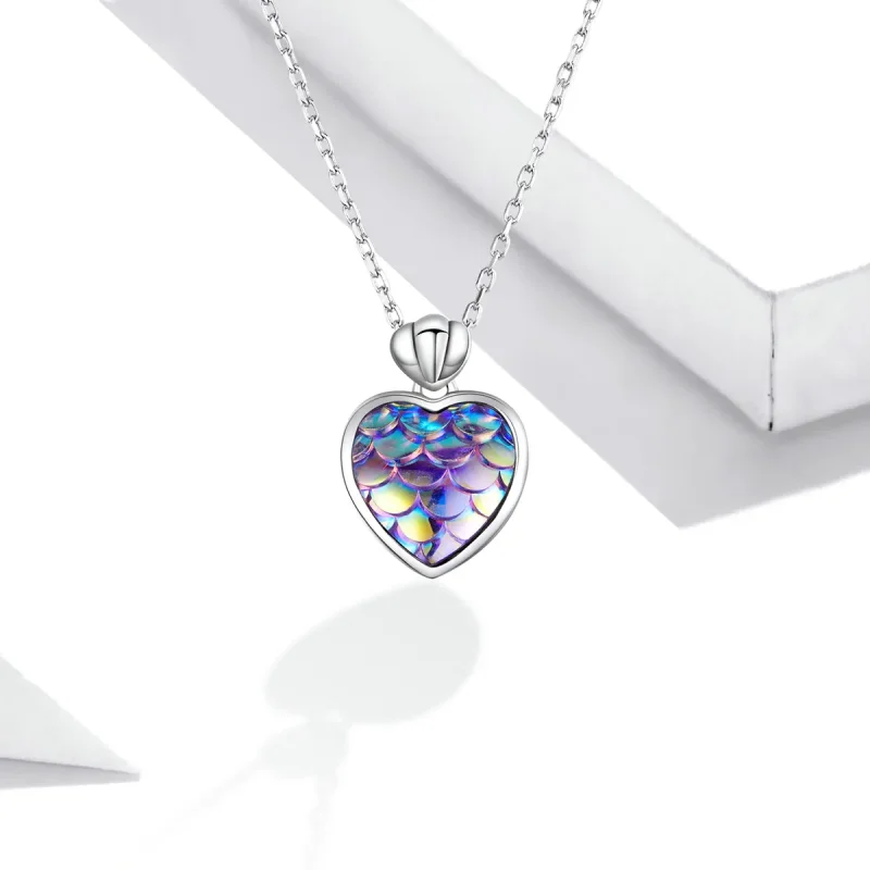 (image for) Pandora Style Fish Scale Heart Necklace - SCN468 - View 5
