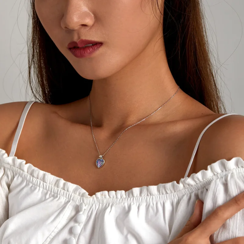 (image for) Pandora Style Fish Scale Heart Necklace - SCN468 - View 7