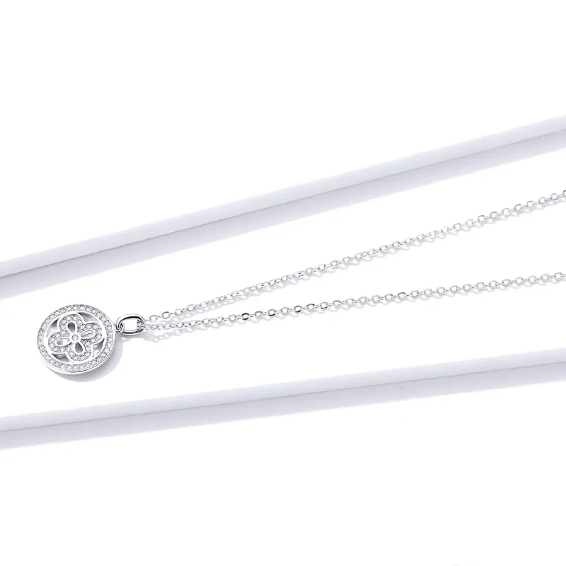 (image for) Pandora Style Four Leaf Clover Necklace - BSN142 - View 3