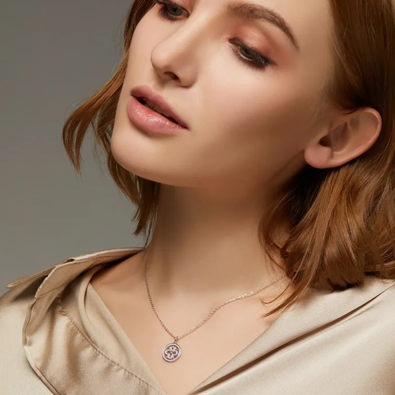 (image for) Pandora Style Four Leaf Clover Necklace - BSN142 - View 7