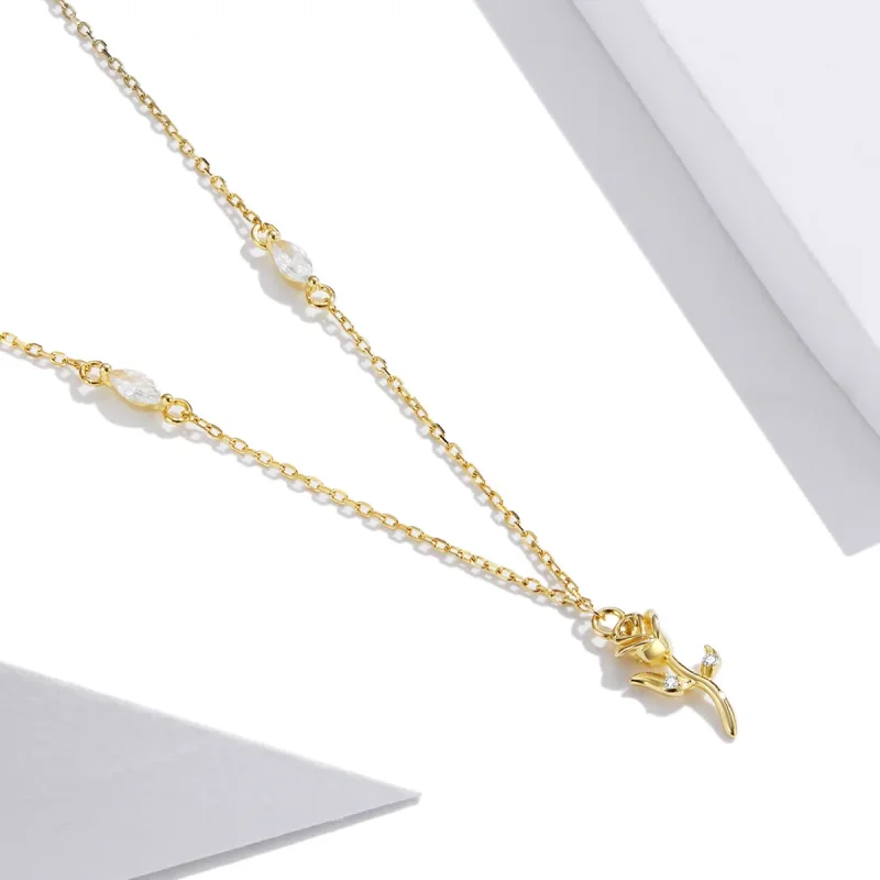 (image for) Pandora Style Golden Rose Necklace - SCN464 - View 2