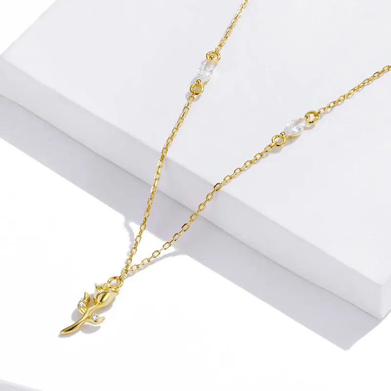(image for) Pandora Style Golden Rose Necklace - SCN464 - View 3