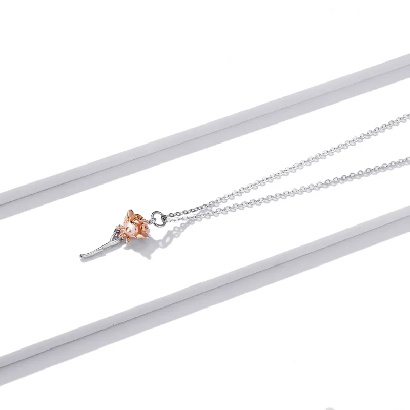 (image for) Pandora Style Graceful Rose Necklace - BSN190 - View 2
