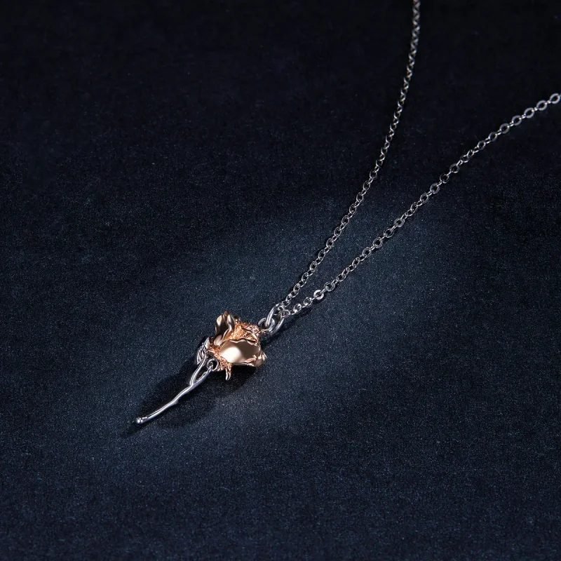 (image for) Pandora Style Graceful Rose Necklace - BSN190 - View 5