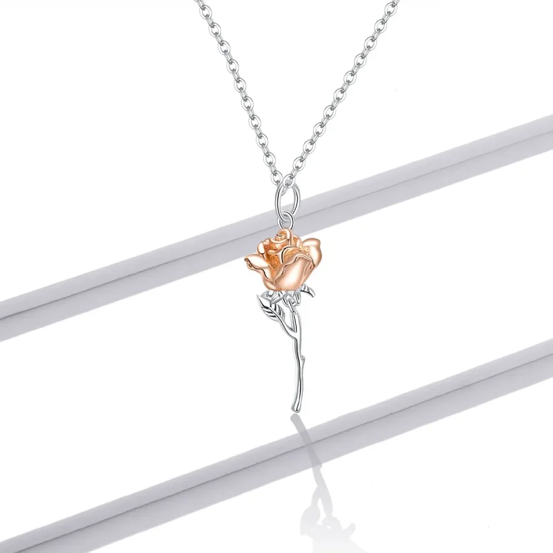 (image for) Pandora Style Graceful Rose Necklace - BSN190 - View 6