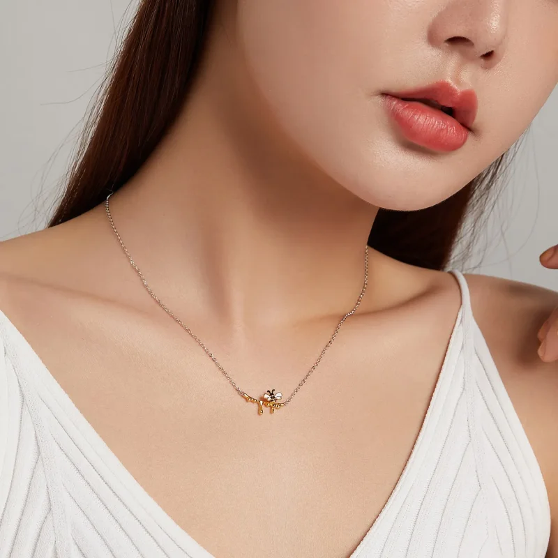 (image for) Pandora Style Honey and Bee Necklace - SCN460 - View 7
