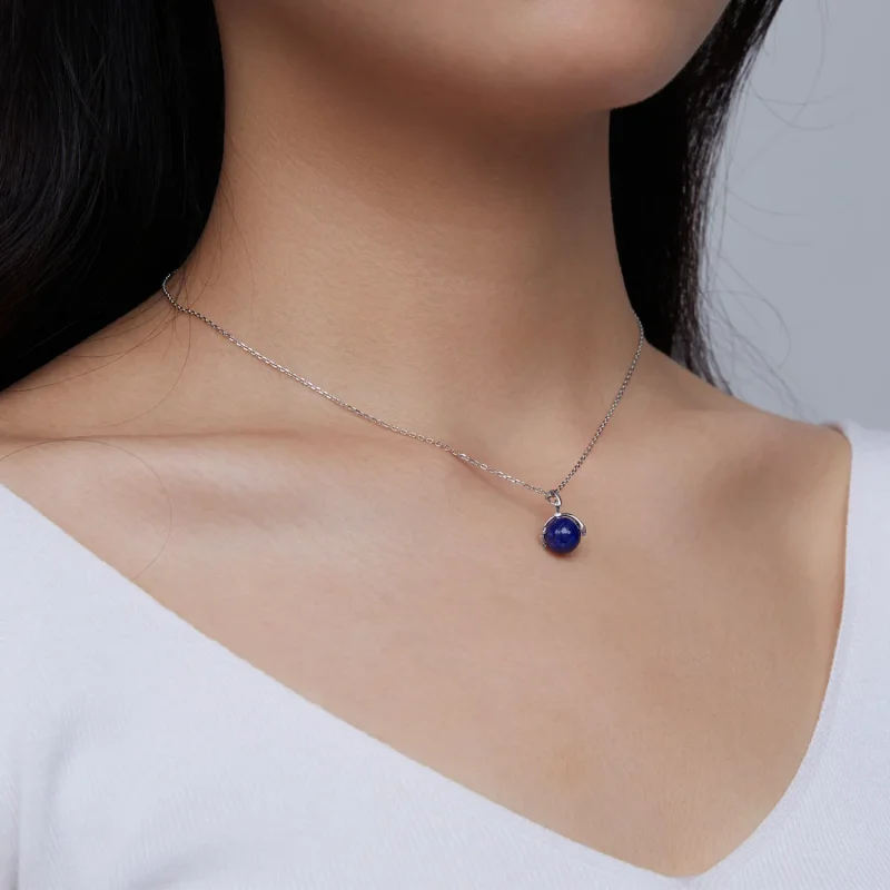 (image for) Pandora Style Lapis Lazuli Meteor Necklace - SCN480 - View 6