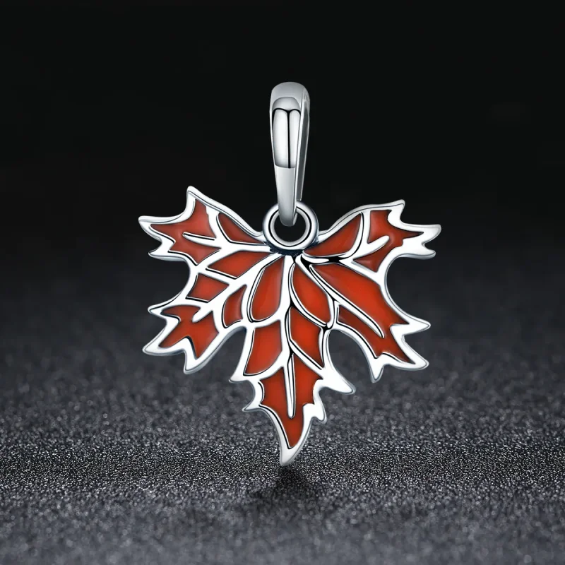 (image for) Pandora Style Late Autumn Maple Leaves Necklace Pendant - SCC585 - View 3