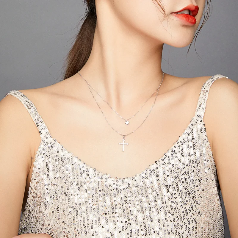 (image for) Pandora Style Love Cross Necklace - BSN197 - View 7