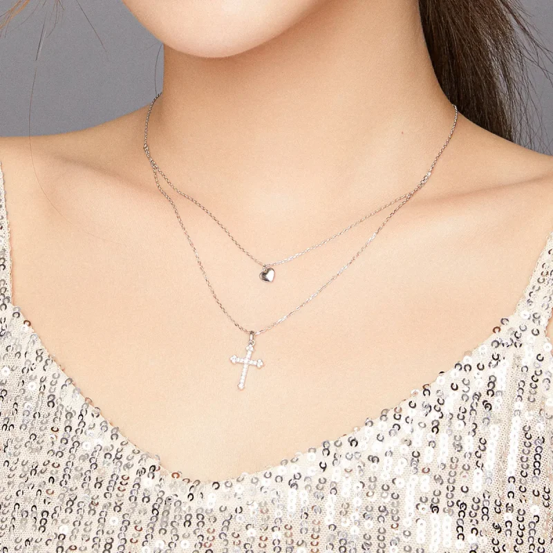 (image for) Pandora Style Love Cross Necklace - BSN197 - View 8