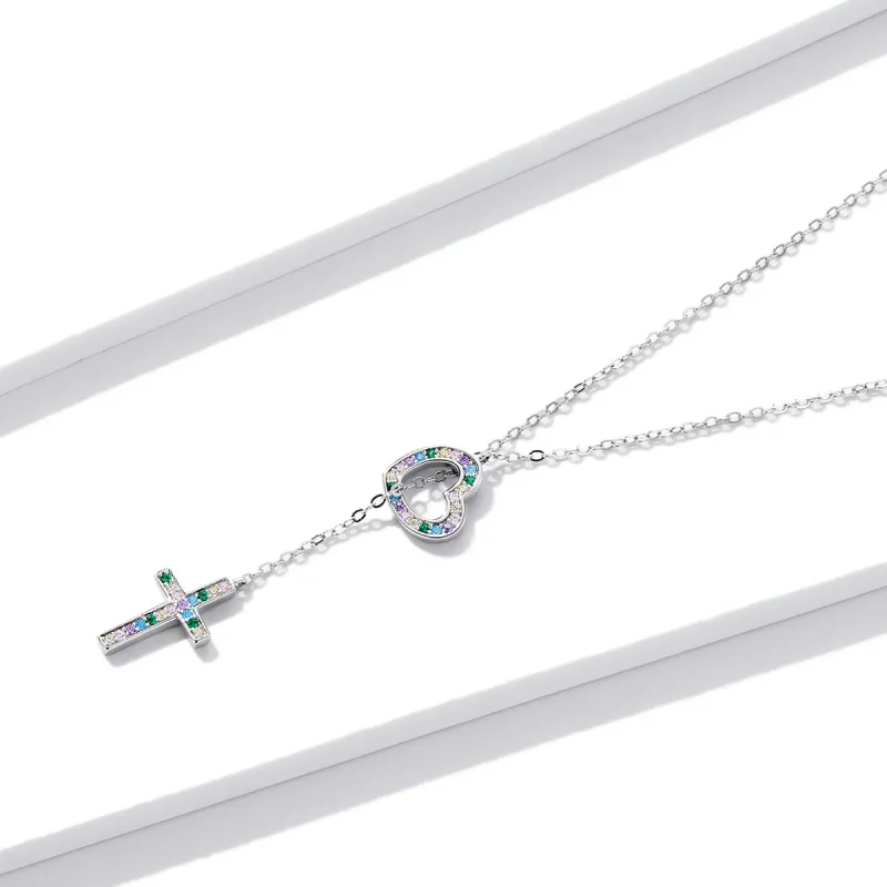 (image for) Pandora Style Love Cross Necklace - BSN244 - View 3