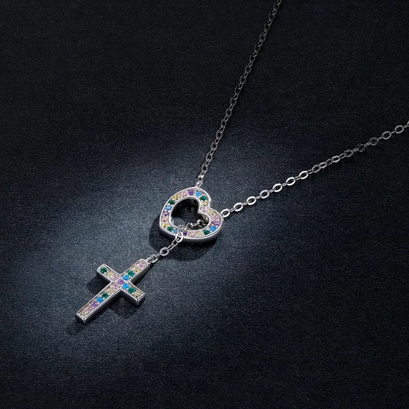 (image for) Pandora Style Love Cross Necklace - BSN244 - View 5