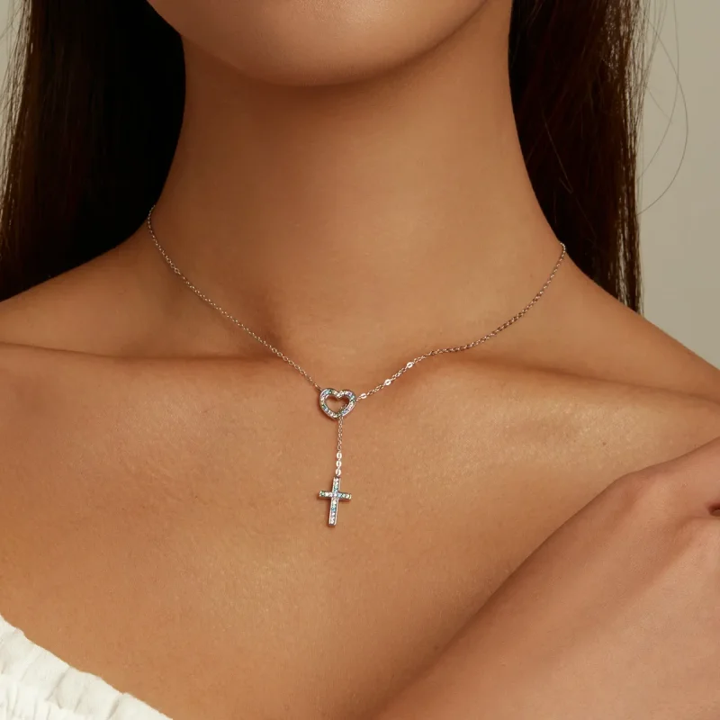 (image for) Pandora Style Love Cross Necklace - BSN244 - View 8