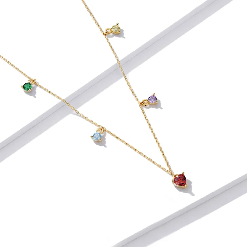 (image for) Pandora Style Multicolored Zircon Necklace - BSN234 - View 3