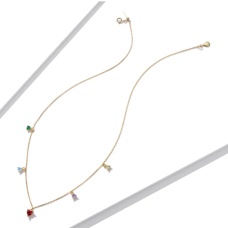(image for) Pandora Style Multicolored Zircon Necklace - BSN234 - View 4