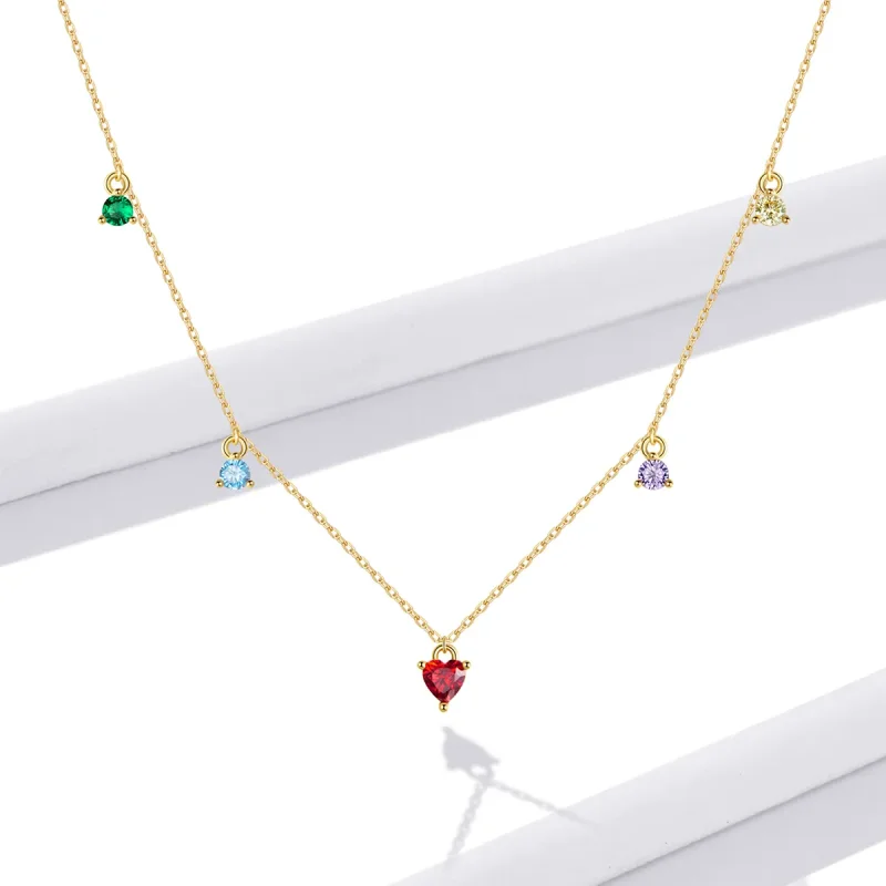 (image for) Pandora Style Multicolored Zircon Necklace - BSN234 - View 6