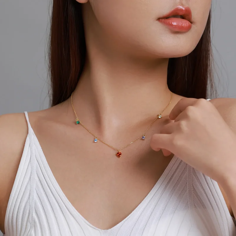 (image for) Pandora Style Multicolored Zircon Necklace - BSN234 - View 8