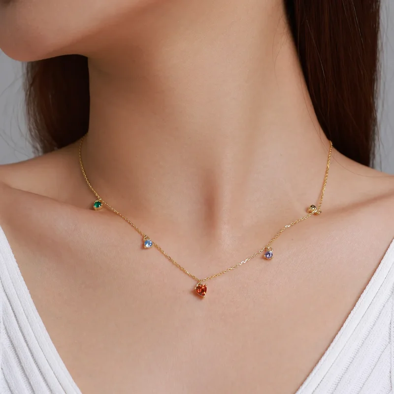 (image for) Pandora Style Multicolored Zircon Necklace - BSN234 - View 9
