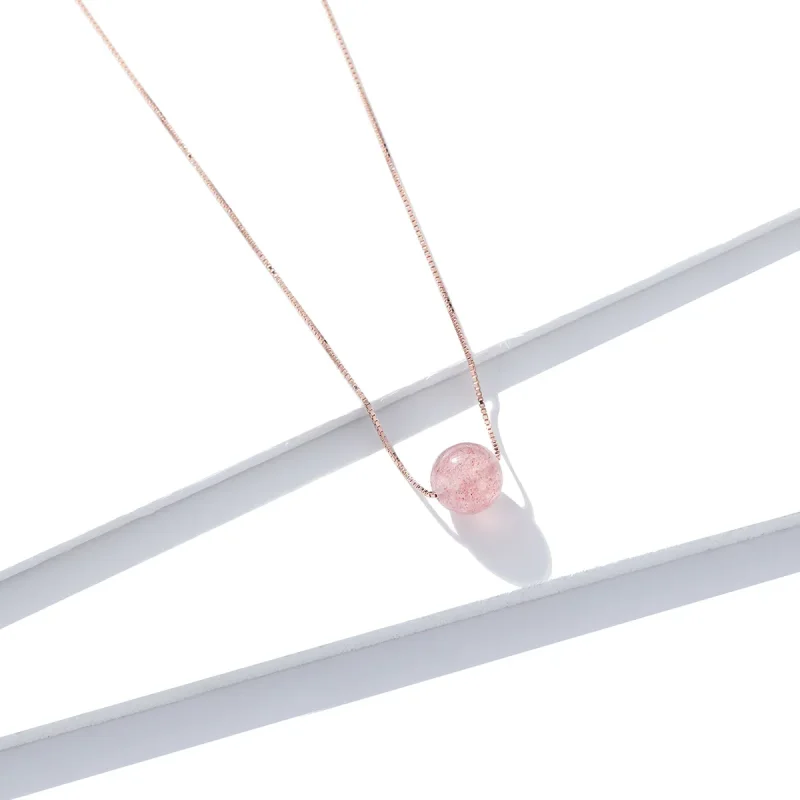 (image for) Pandora Style Natural Strawberry Crystal Necklace - BSN096 - View 3