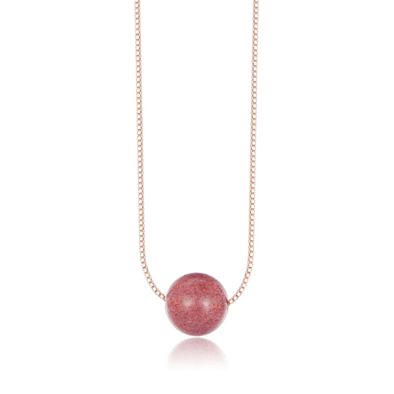 (image for) Pandora Style Natural Strawberry Crystal Necklace - BSN096