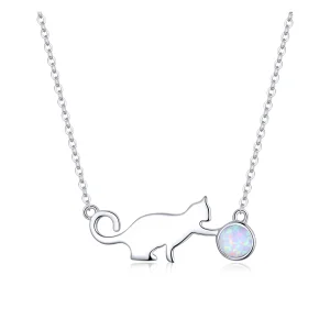 (image for) Pandora Style Opal Cat Necklace - SCN395