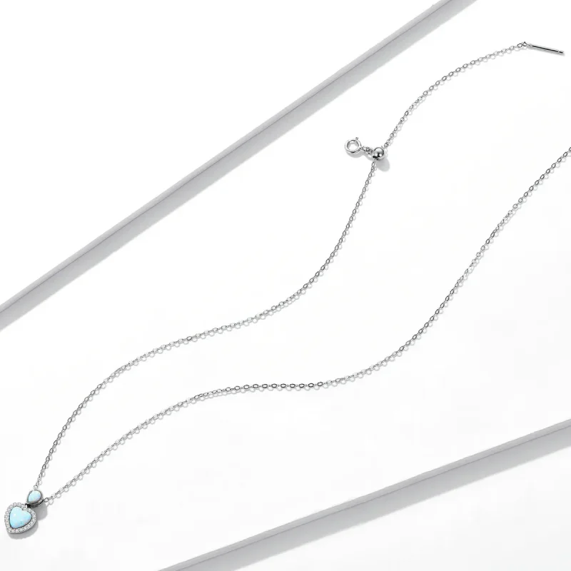 (image for) Pandora Style Opal Love Necklace - BSN243 - View 4