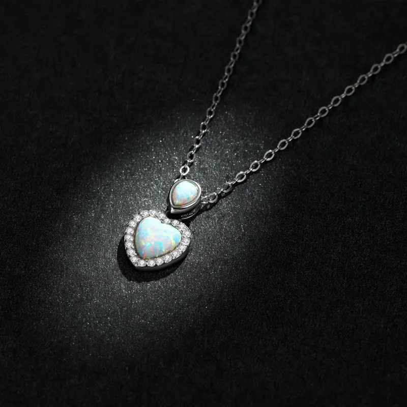 (image for) Pandora Style Opal Love Necklace - BSN243 - View 5