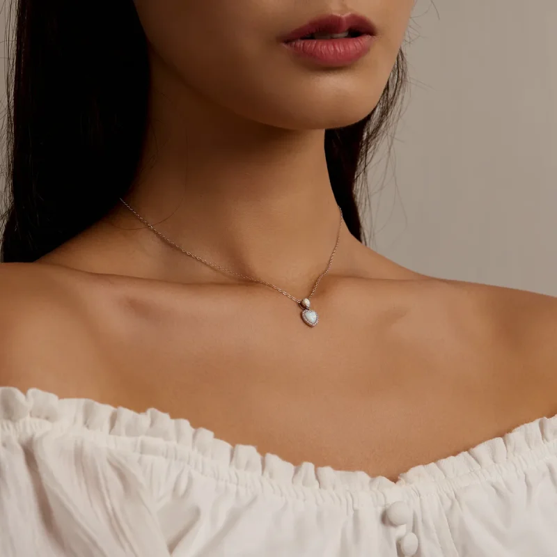 (image for) Pandora Style Opal Love Necklace - BSN243 - View 6