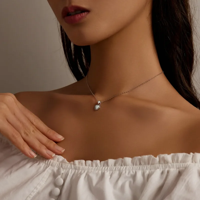 (image for) Pandora Style Opal Love Necklace - BSN243 - View 8