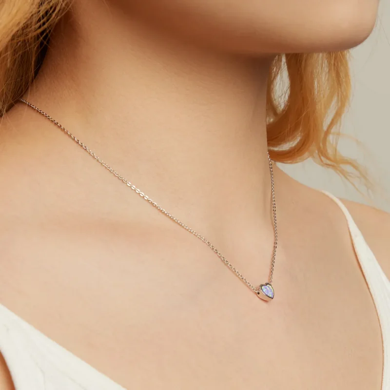 (image for) Pandora Style Opal Love Necklace - SCN471 - View 6